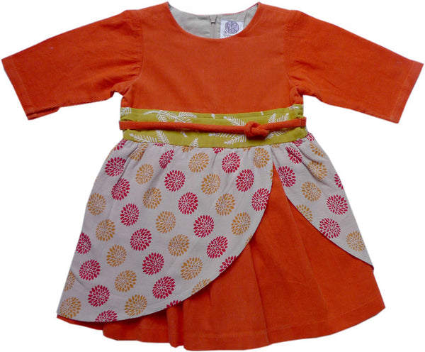 Iwa Baby Dress - Orange - Noko Baby Japanese Inspired baby clothing and girls dresses