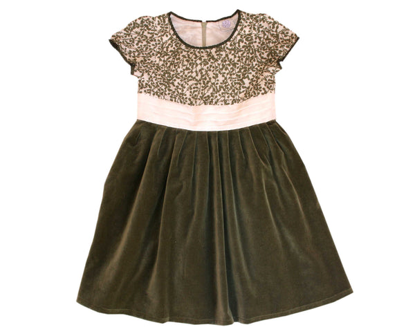 Fuku-wa-uchi Green Velvet Girls Holiday Dress - Noko Baby Japanese Inspired baby clothing and girls dresses