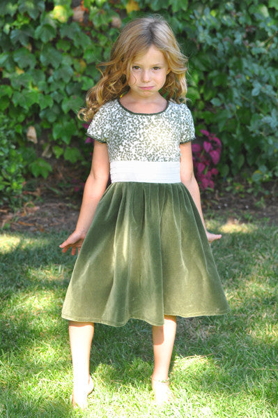 Fuku-wa-uchi Green Velvet Girls Holiday Dress 3t / Green Fuku-wa-uchi Green Velvet Girls Holiday Dress 3t / Green